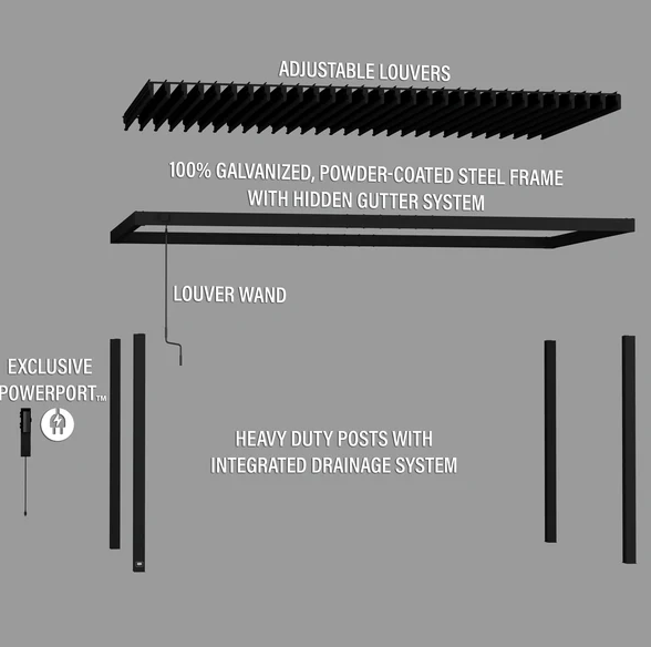 Backyard Discovery Sarasota Galvanized Steel Louvered Pergola
