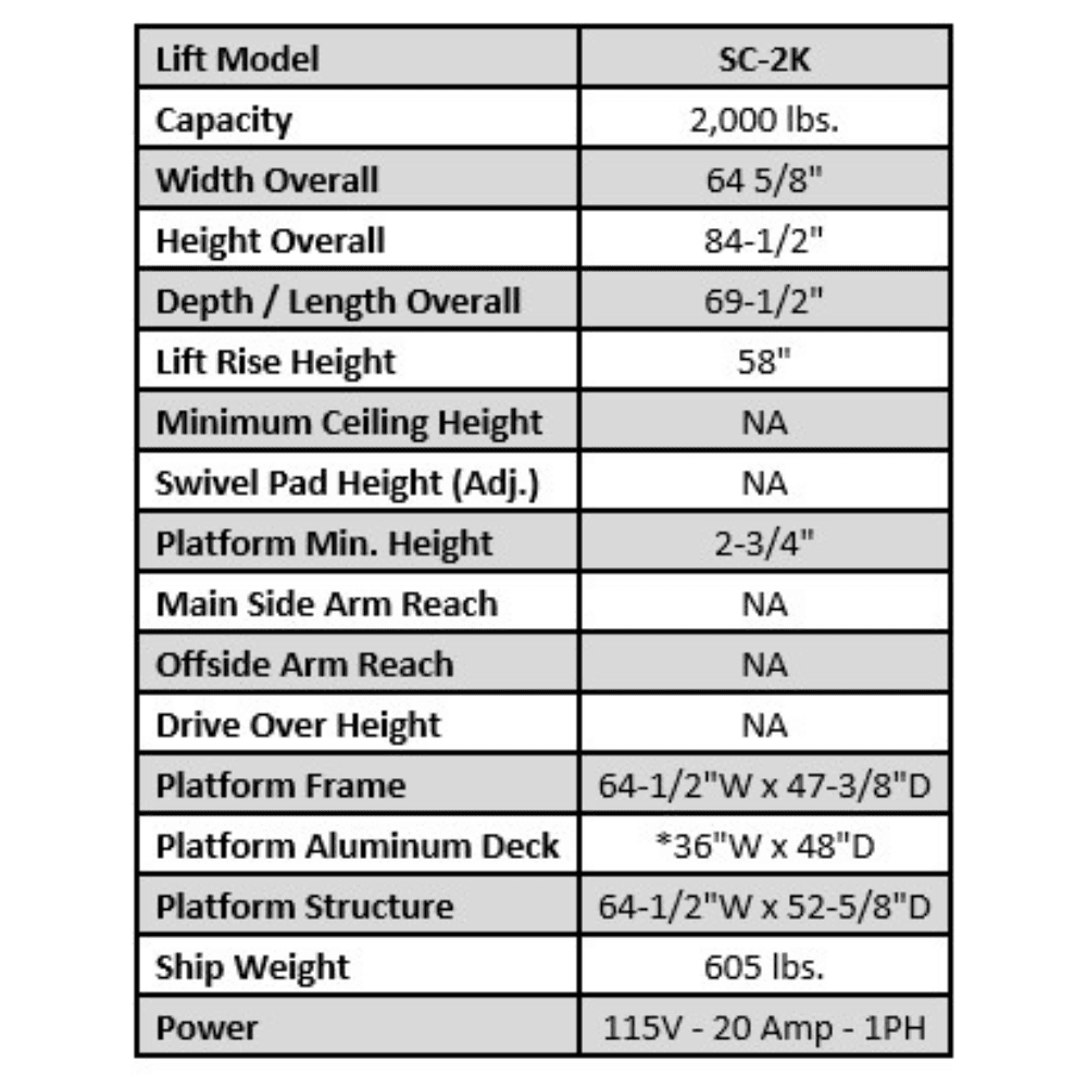 Auto Lift SC-2K Single Column Turf Lift Black