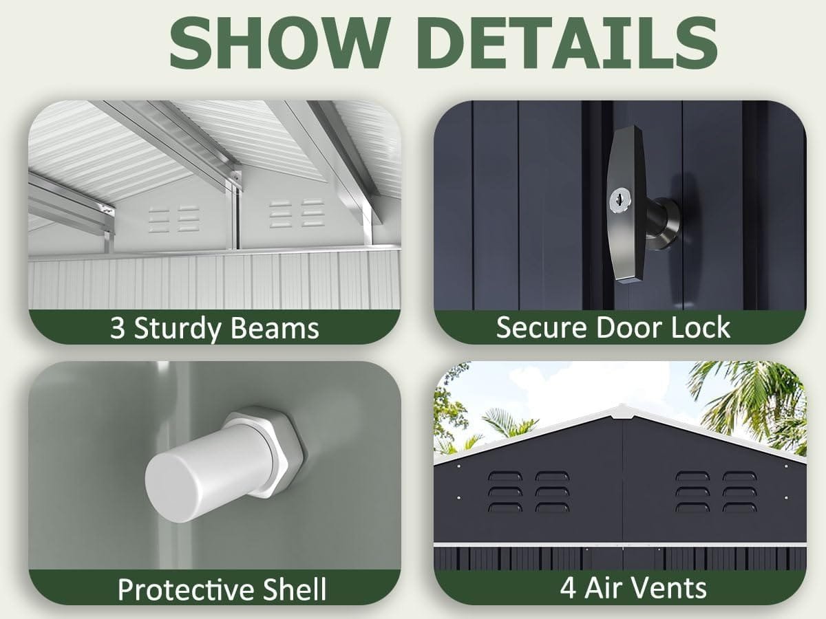 Patiowell Metal Storage Shed 3.05m x 3.66m