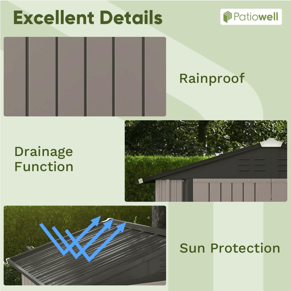 Patiowell Metal Storage Shed 3.05m x 3.66m
