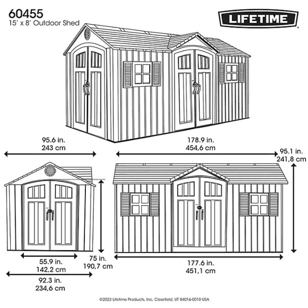 Lifetime Outdoor Storage Shed Dual Entry Gray 4.57m x 2.44m