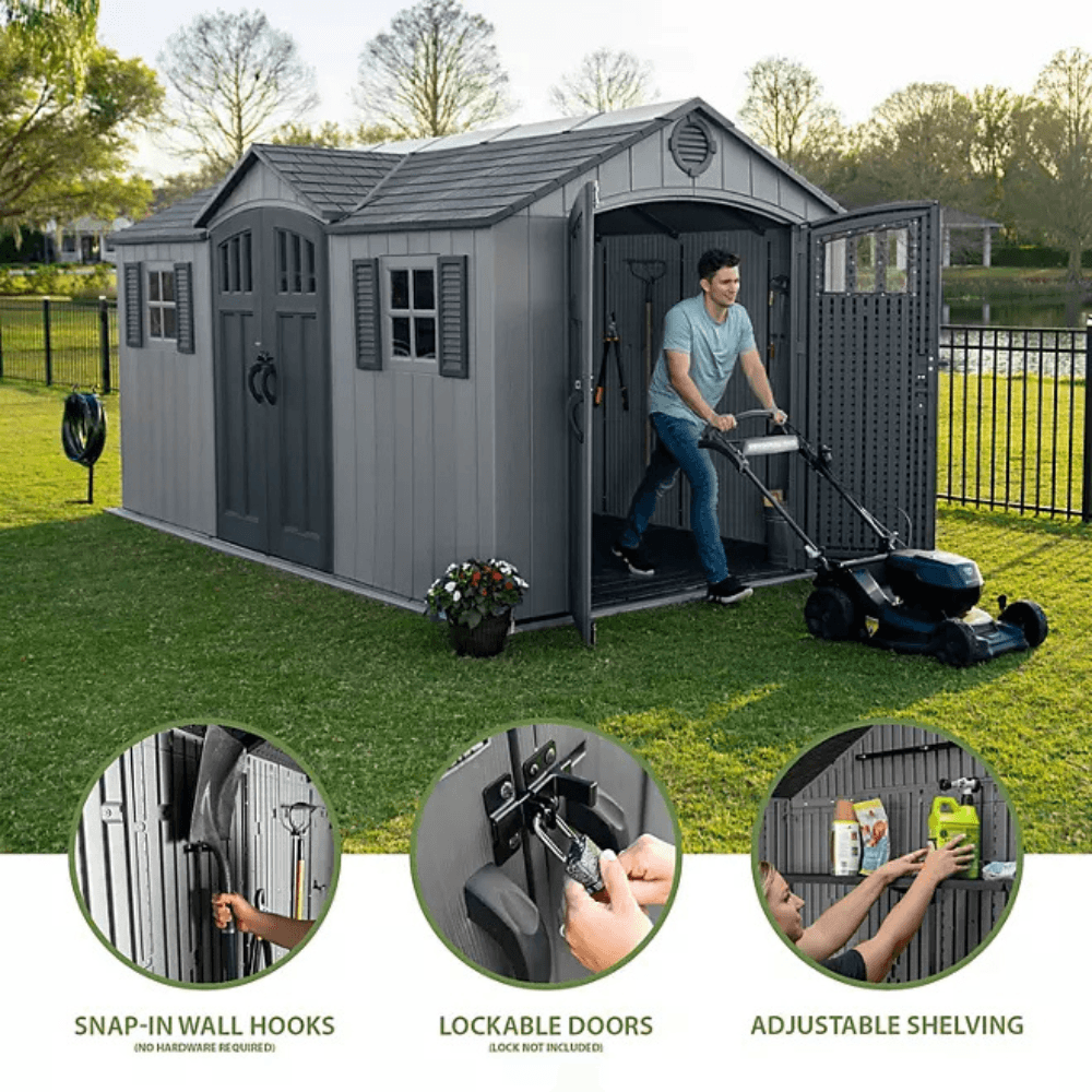 Lifetime Outdoor Storage Shed Dual Entry Gray 4.57m x 2.44m
