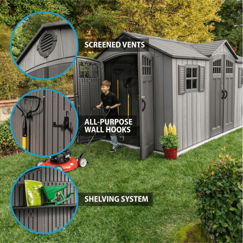Lifetime 60318 Rough Cut Backyard Storage Shed 4.6m x 2.4m