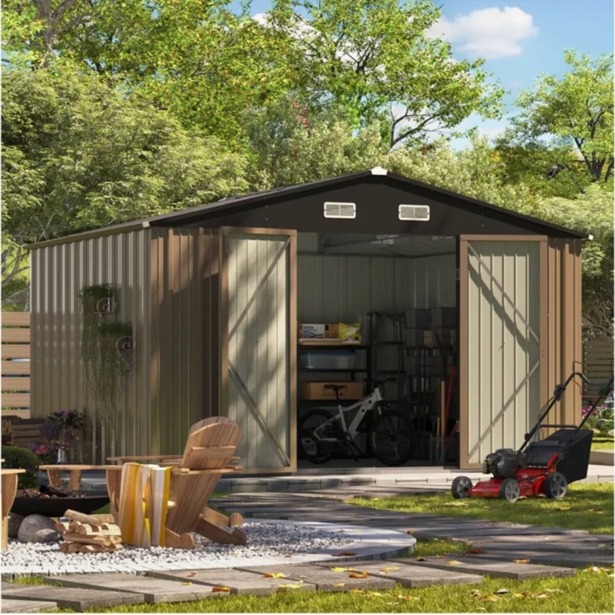 Patiowell Outdoor Storage Shed With Windows 3m x 2.4m