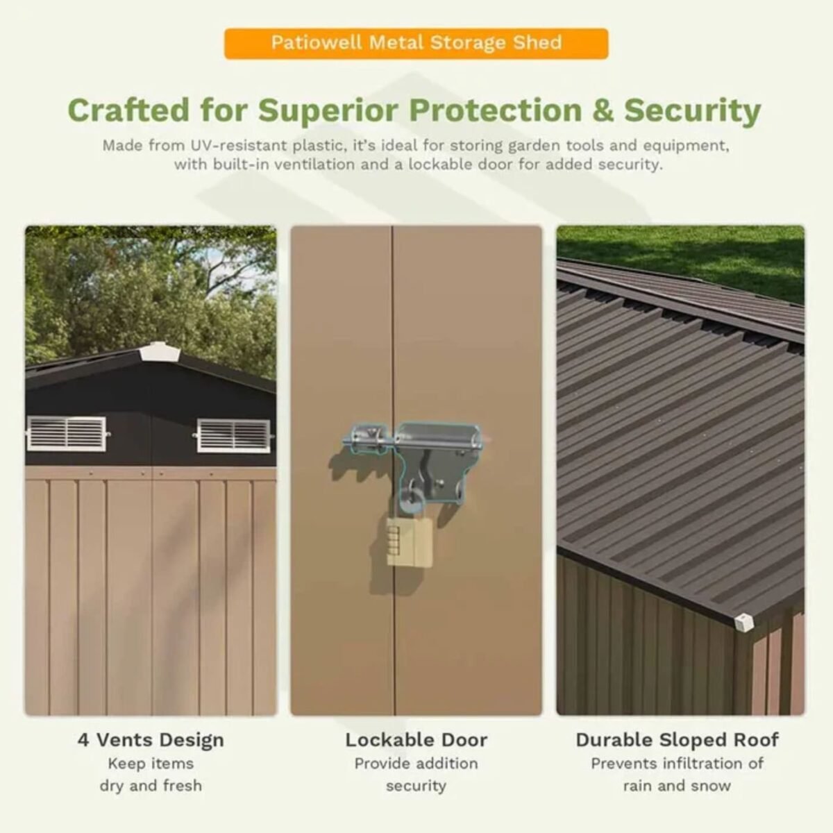 Patiowell Outdoor Storage Shed With Windows 3m x 2.4m
