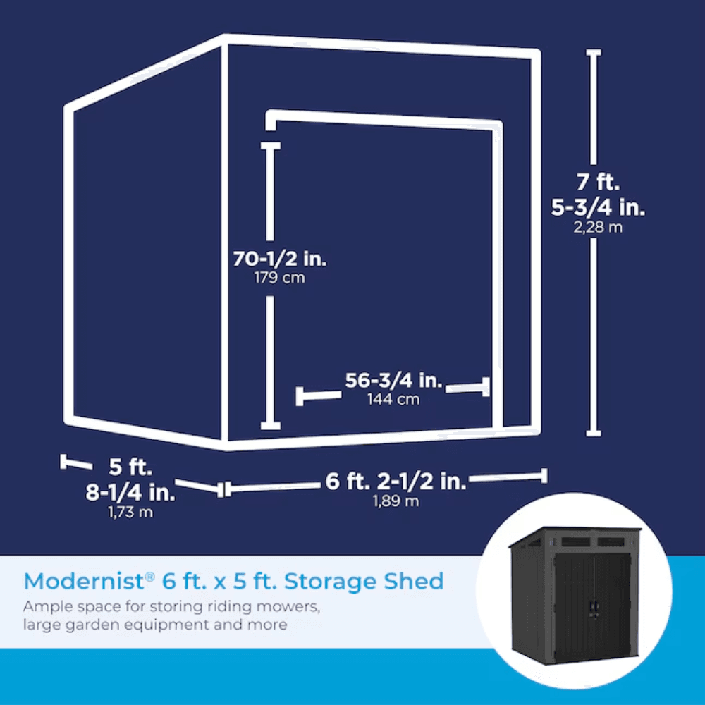 Suncast Modernist BMS6583T Resin Storage Shed 1.9m x 1.7m Gray