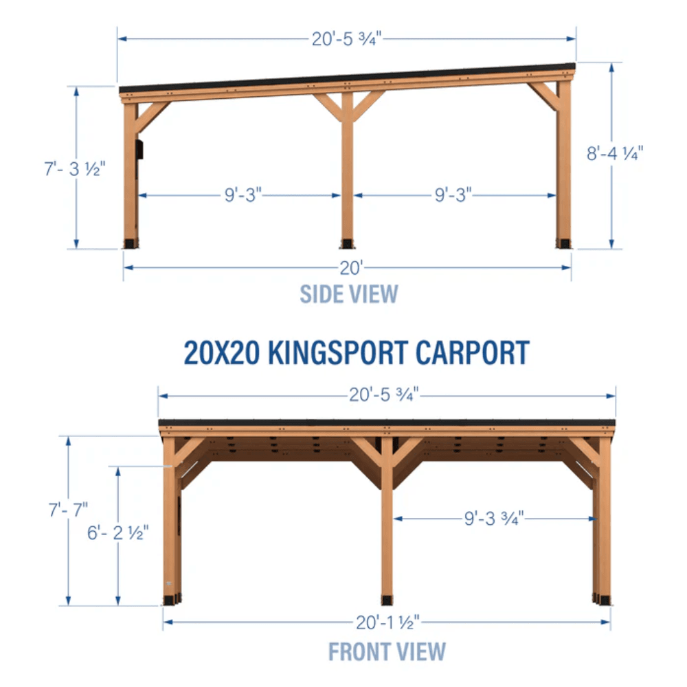 Backyard Discovery Kingsport Cedar Wood Carport 6.1m x 6.1m