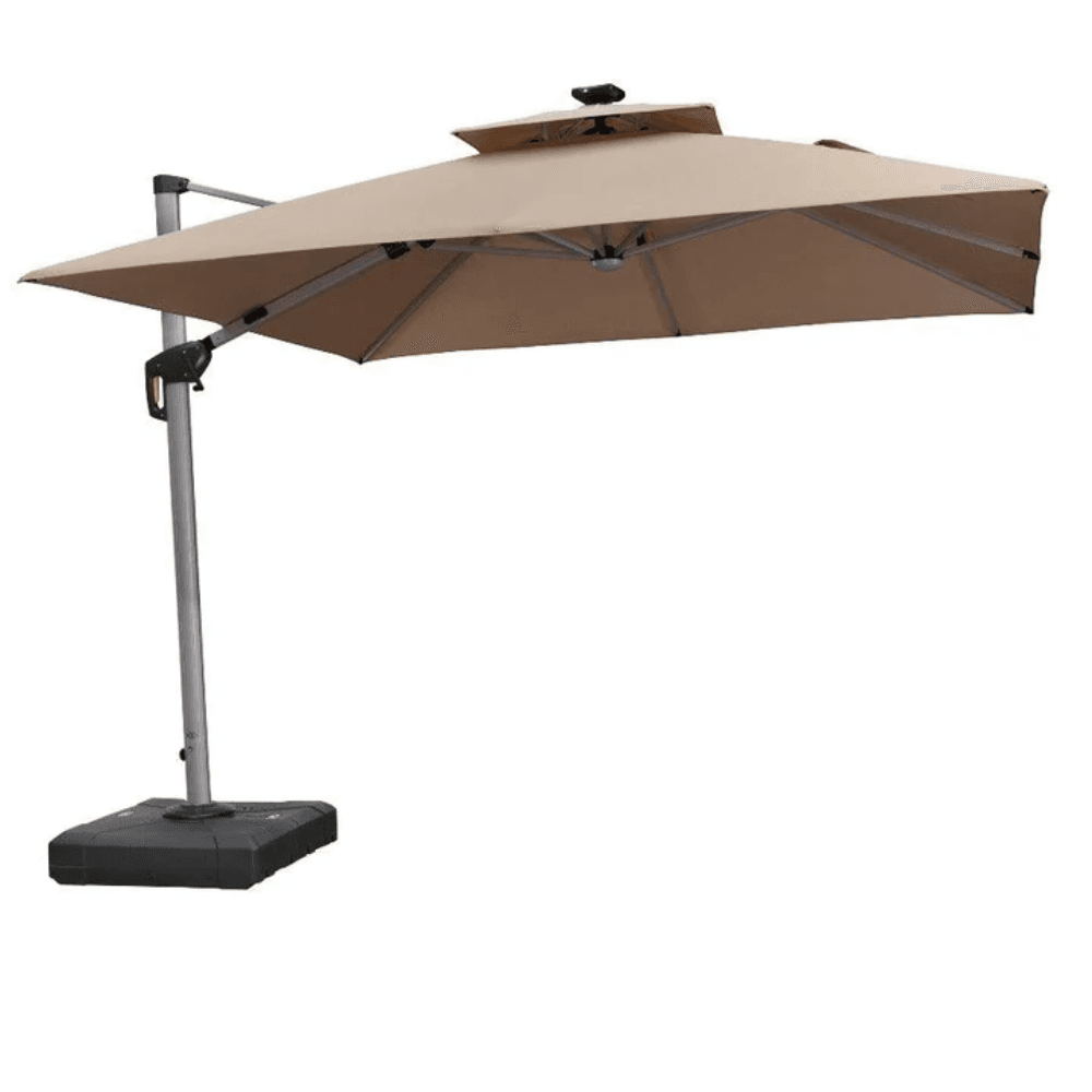 PURPLE LEAF Double Top Deluxe Solar LED Patio Umbrella
