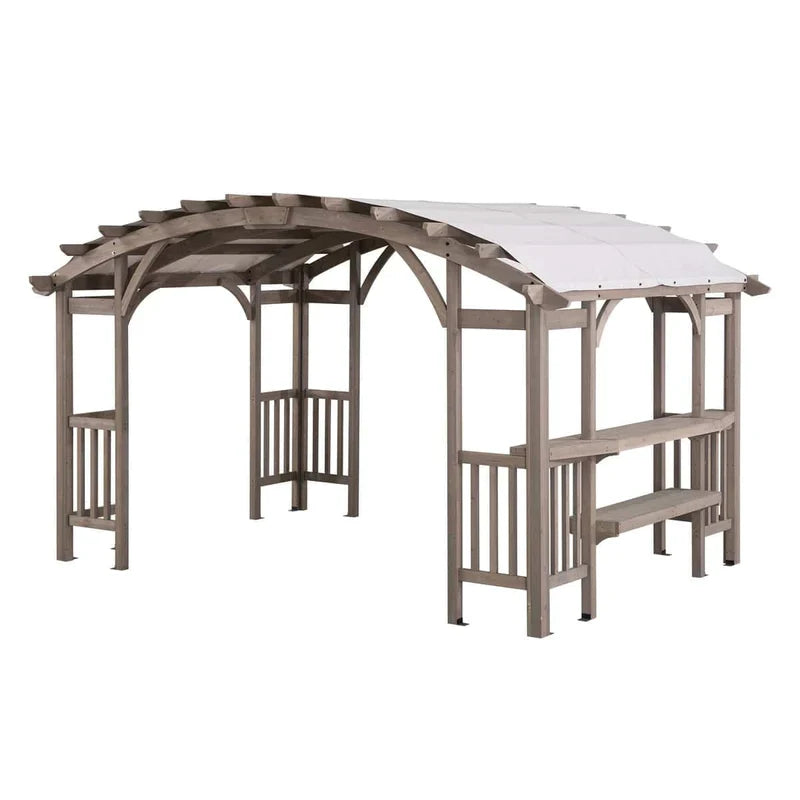 Sunjoy Bellucci 3m x 4.3m Cedar Wood Pergola Light Grey