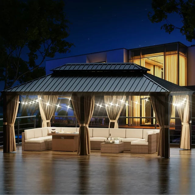 Sunmthink Hardtop Gazebo Double Roof 3.7m x 6.1m