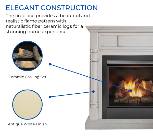 Duluth Forge FDI32R-M-AW Dual Fuel Ventless Fireplace 32000 BTU