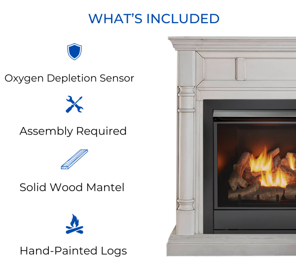 Duluth Forge FDI32R-M-AW Dual Fuel Ventless Fireplace 32000 BTU