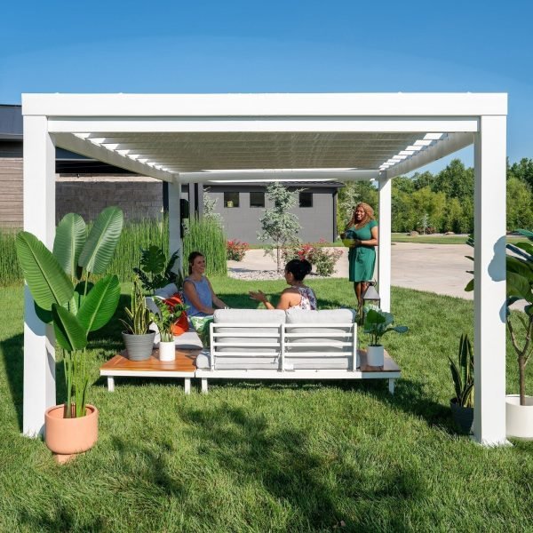 Windham Modern Steel Pergola White 4.27m x 3.05m