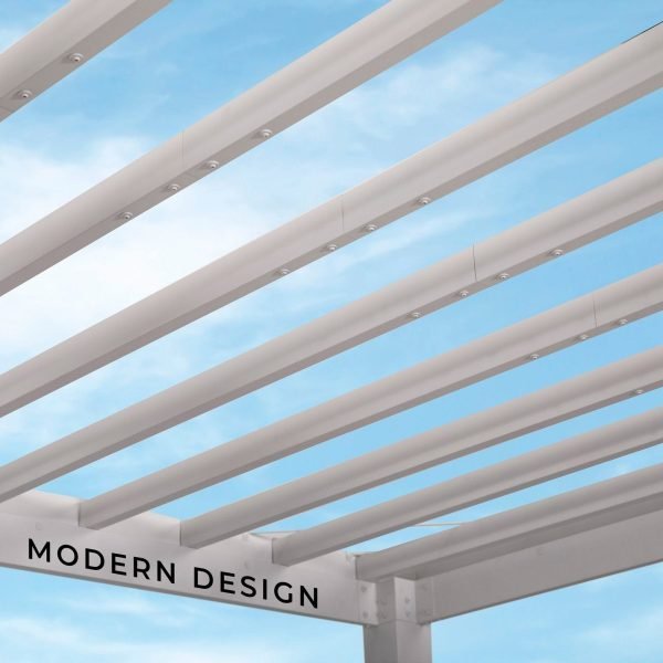Windham Modern Steel Pergola White 4.27m x 3.05m