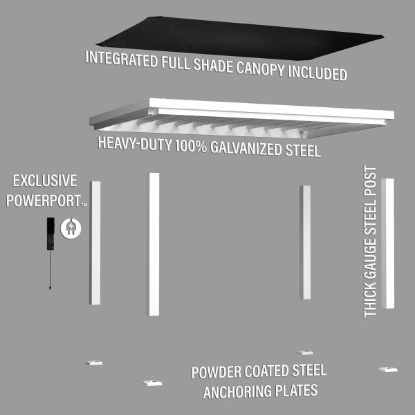 Windham Modern Steel Pergola White 4.27m x 3.05m