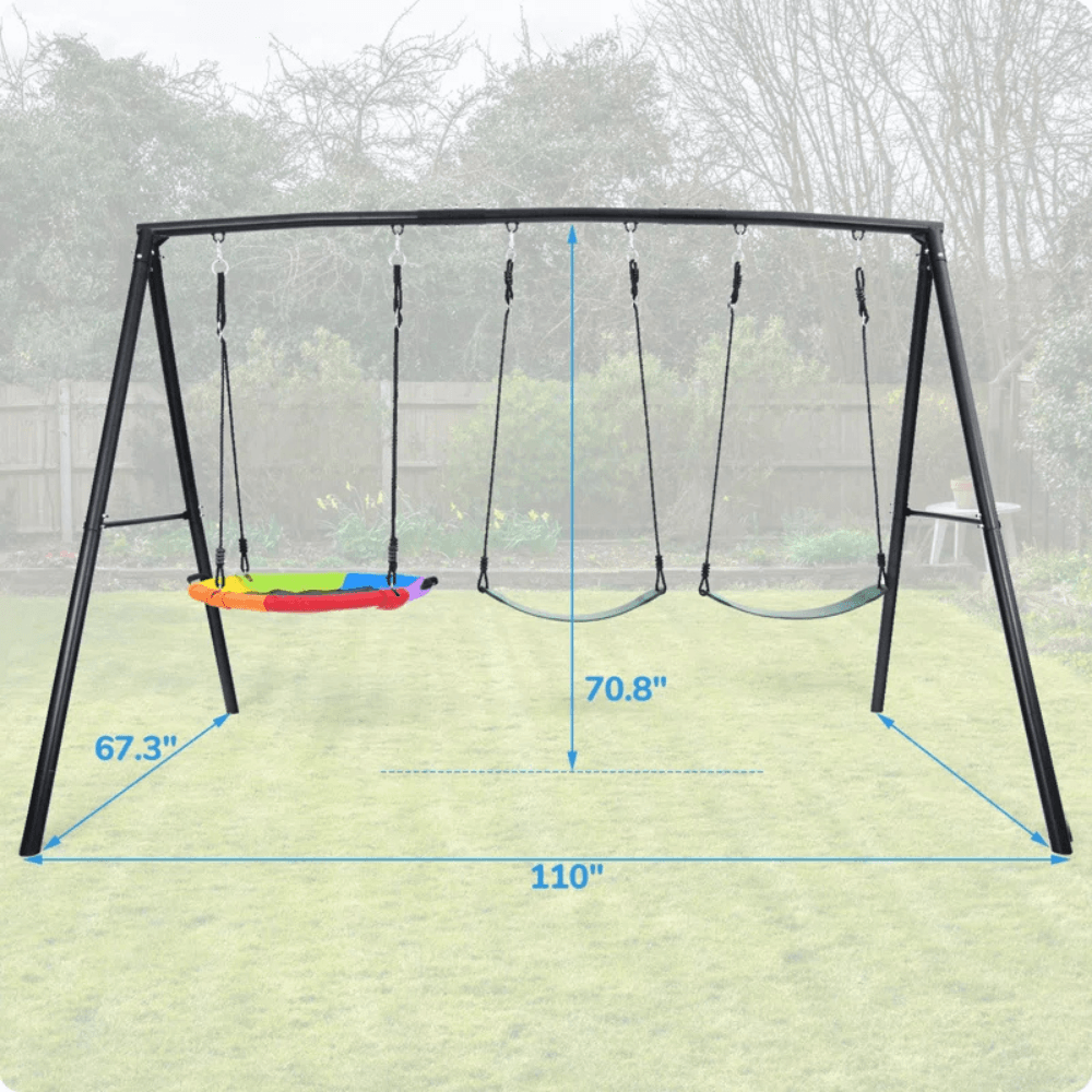 Klokick Metal Swing Set with 3 Swings 180.3cm