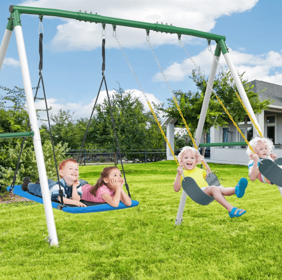 Heavy Duty Steel Swing Set Playset 3m x 2m x 2.2m