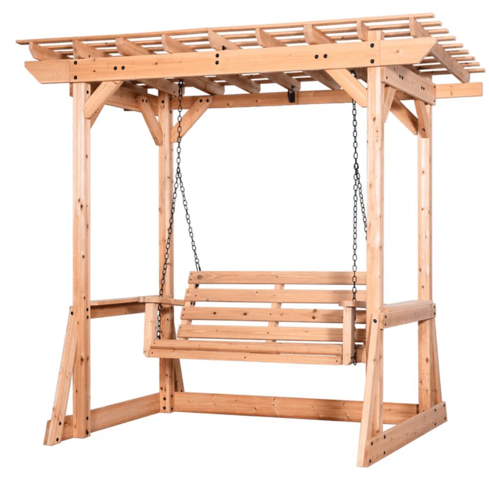 Backyard Discovery Callahan Cedar Wood Pergola Swing Bench