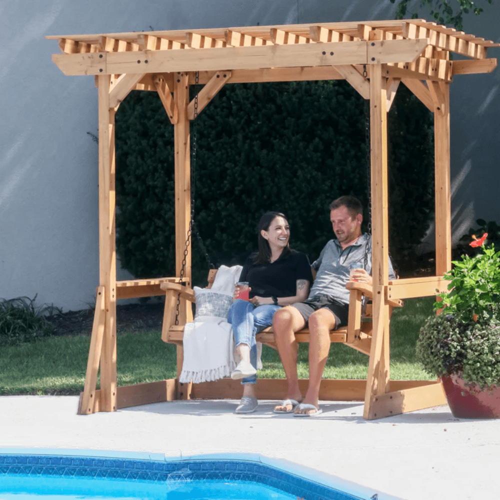 Backyard Discovery Callahan Cedar Wood Pergola Swing Bench