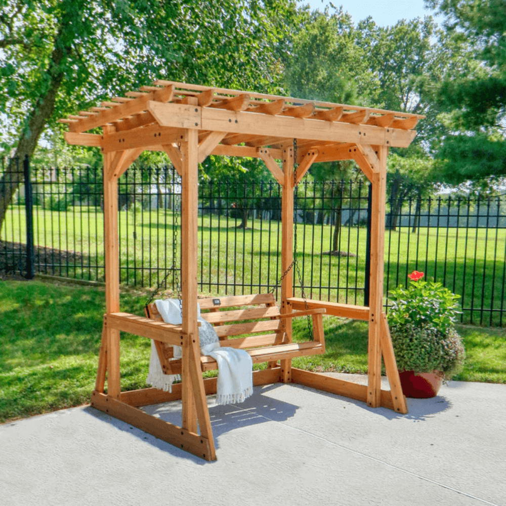 Backyard Discovery Callahan Cedar Wood Pergola Swing Bench