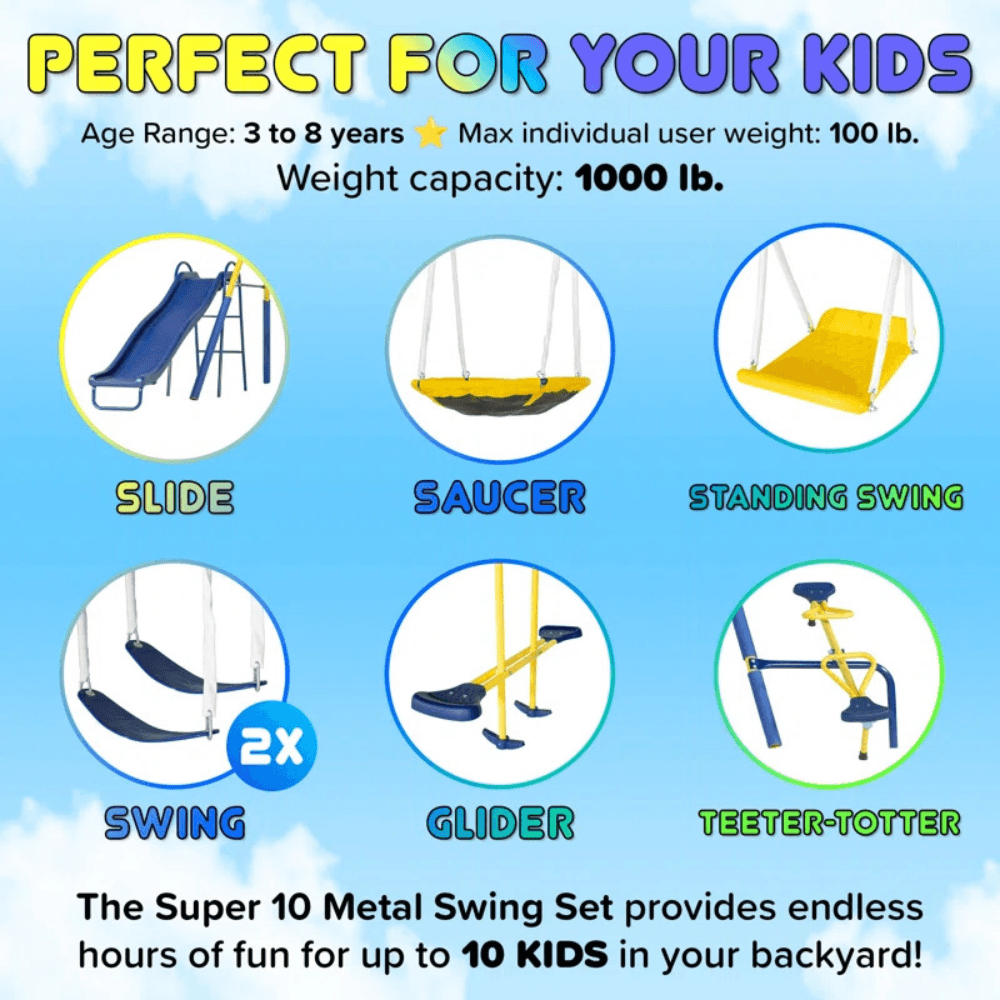 Sportspower Super 10 Metal Swing Set 5.6m x 2.3m