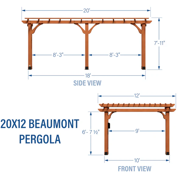 Backyard Discovery Beaumont Cedar Wood Pergola 6.1m x 3.66m