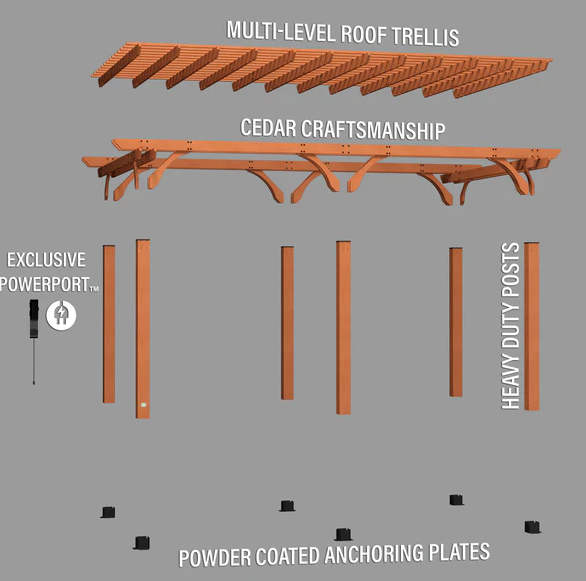 Backyard Discovery Beaumont Cedar Wood Pergola 6.1m x 3.66m
