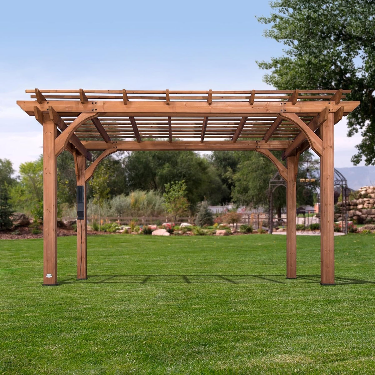 Traditional Cedar Wood Outdoor Patio Pergola Shade Structure 3m x 4.3m