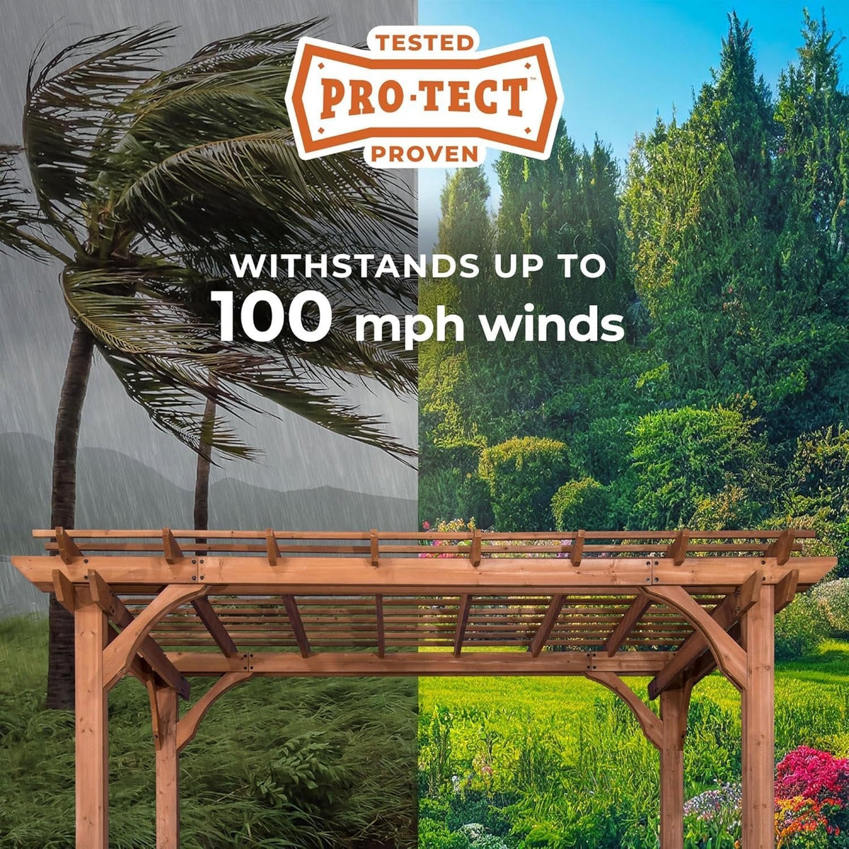 Traditional Cedar Wood Outdoor Patio Pergola Shade Structure 3m x 4.3m