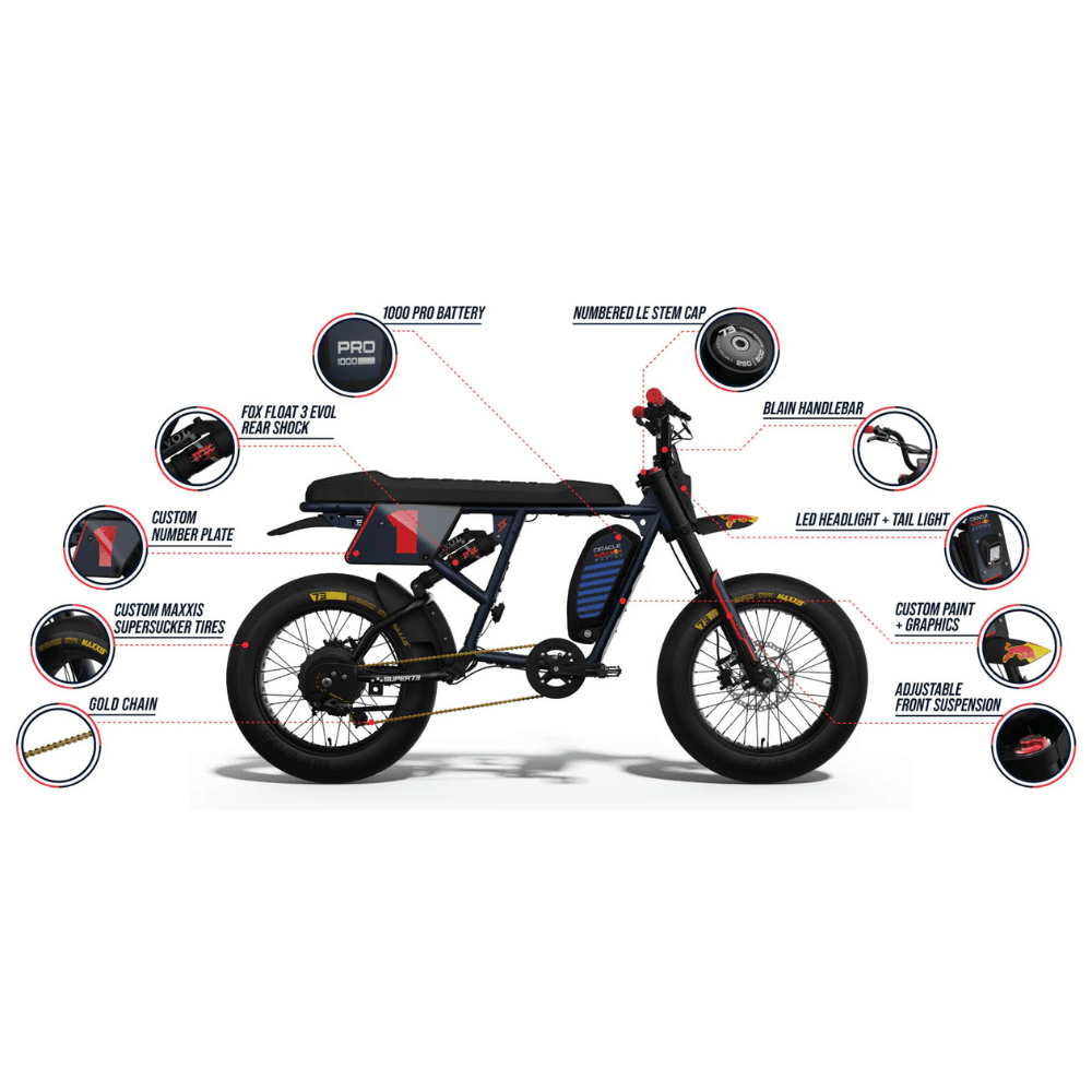 SUPER73 Oracle Red Bull Racing R Adventure Series Electric Bicycle 177.8cm x 72.4cm