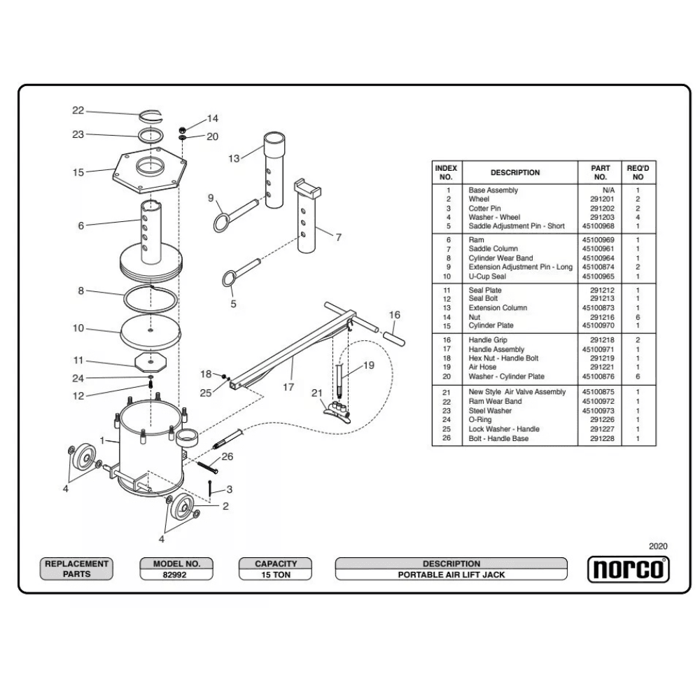 Portable Air Lift Jack 13607.8kg