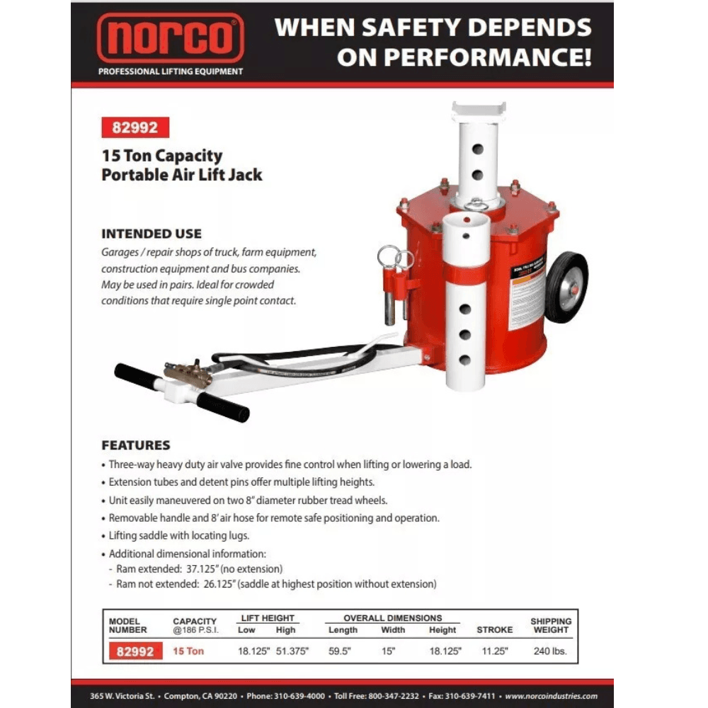 Portable Air Lift Jack 13607.8kg