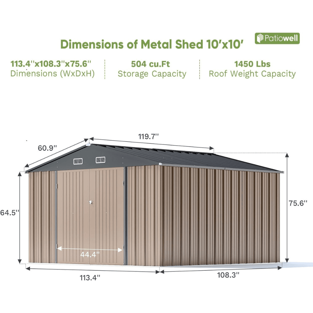 VEIKOUS 3x3m Metal Storage Shed