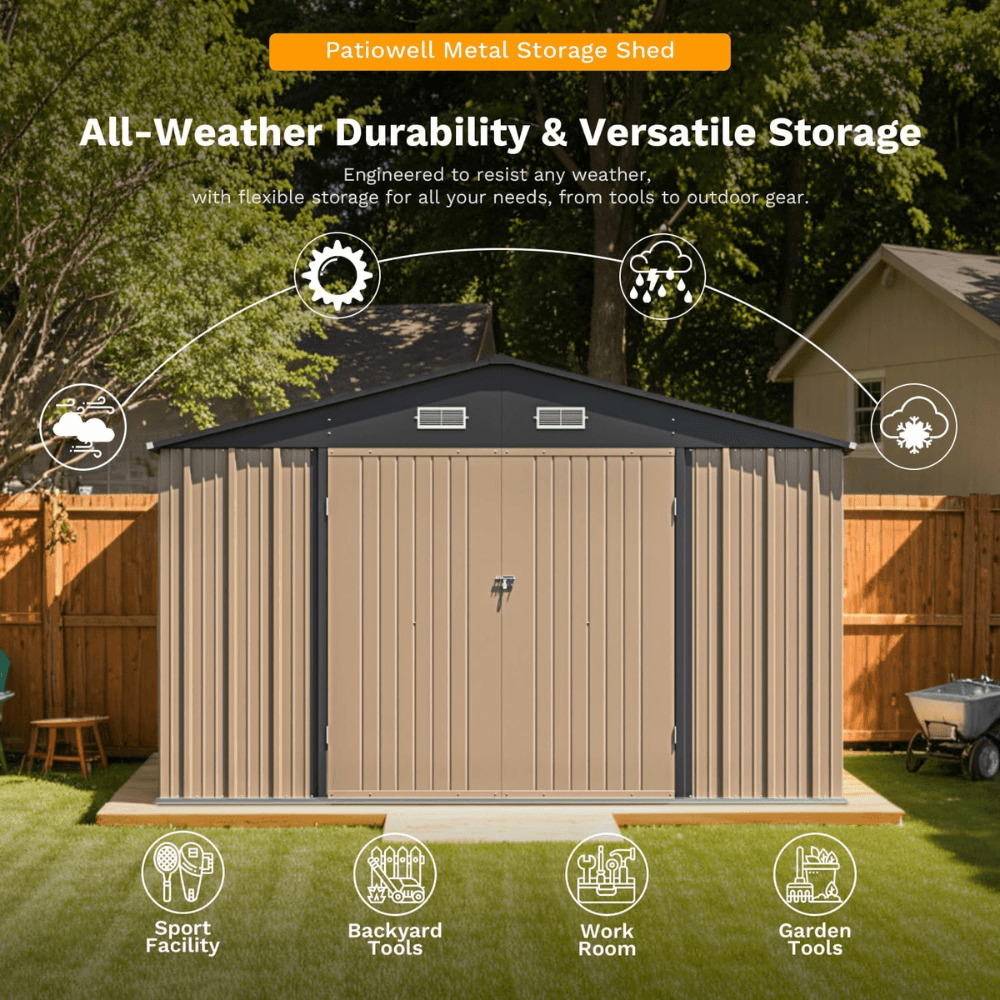 Patiowell 3m x 3.7m Metal Storage Shed 11.1 sq m