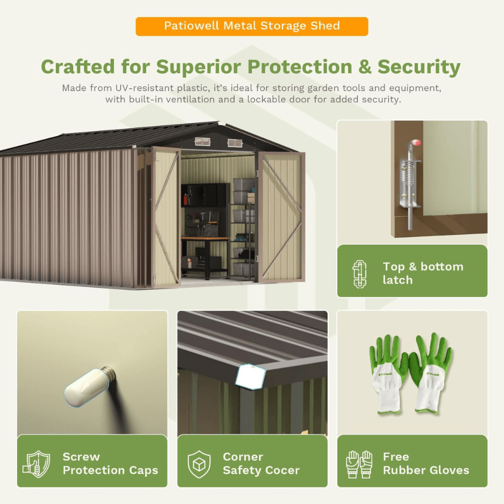 Patiowell 3m x 3.7m Metal Storage Shed 11.1 sq m