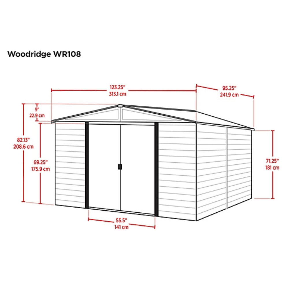 Arrow Woodridge Storage Shed Woodgrain 3.05m x 2.44m