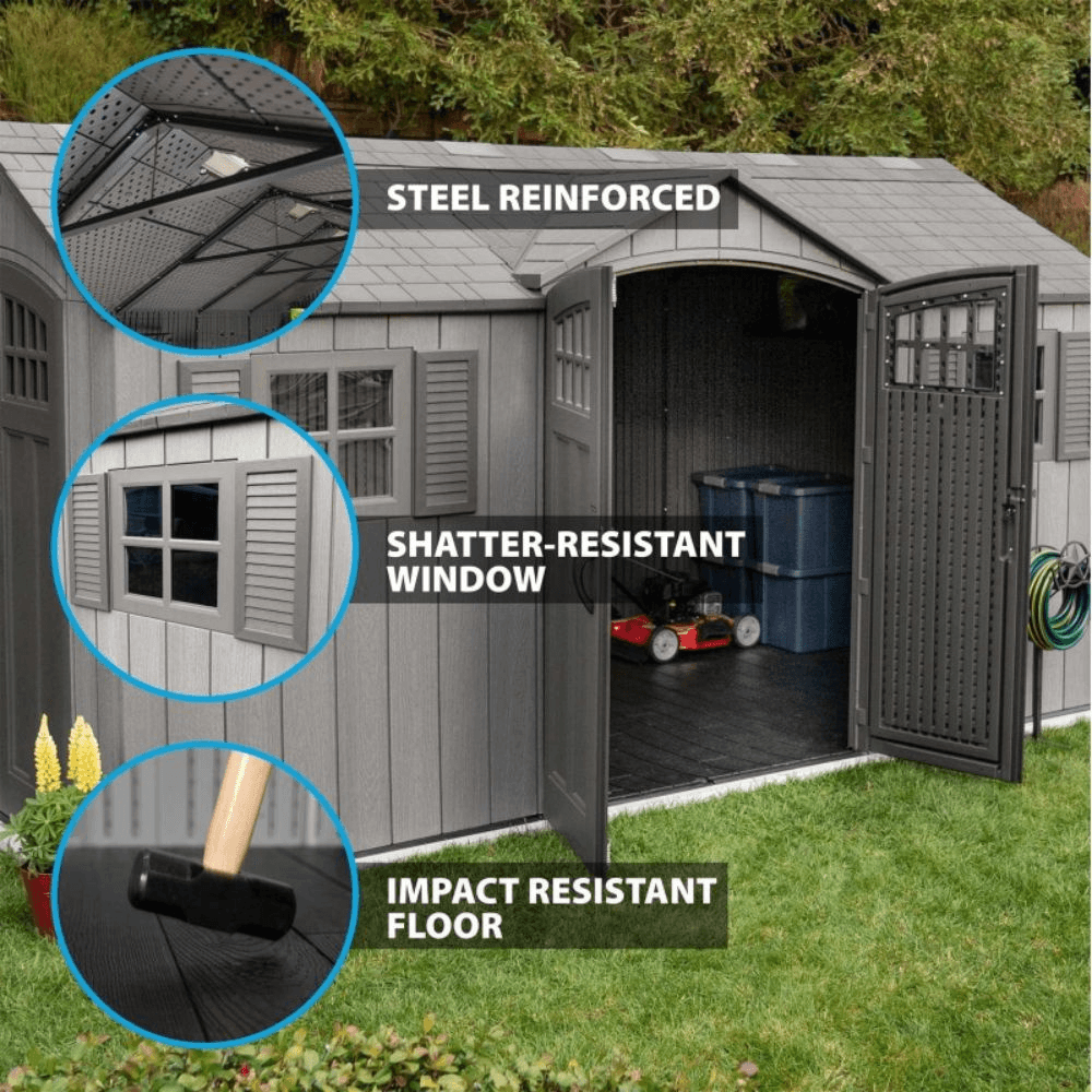 Lifetime 60318 Rough Cut Backyard Storage Shed 4.6m x 2.4m