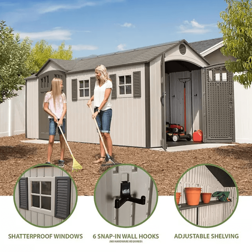 Lifetime Outdoor Storage Shed Dual Entry Tan 2.44m x 5.33m