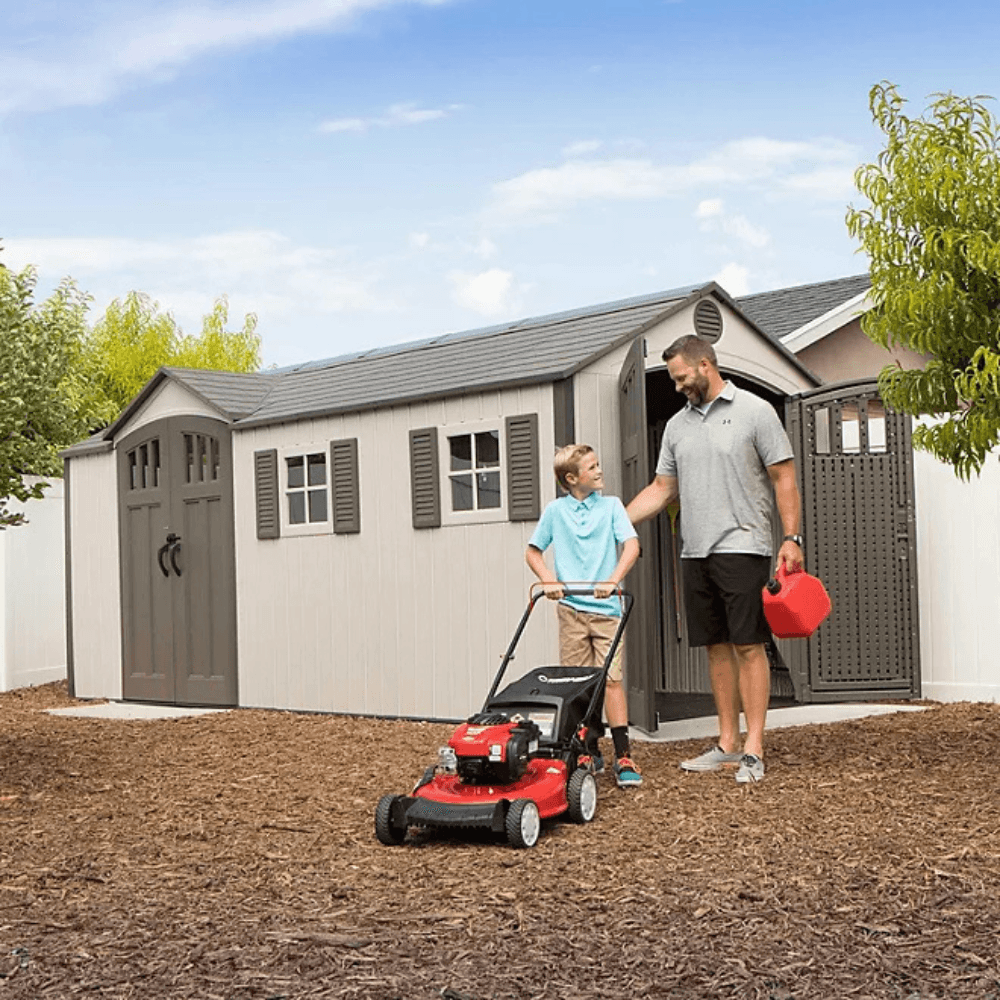 Lifetime Outdoor Storage Shed Dual Entry Tan 2.44m x 5.33m
