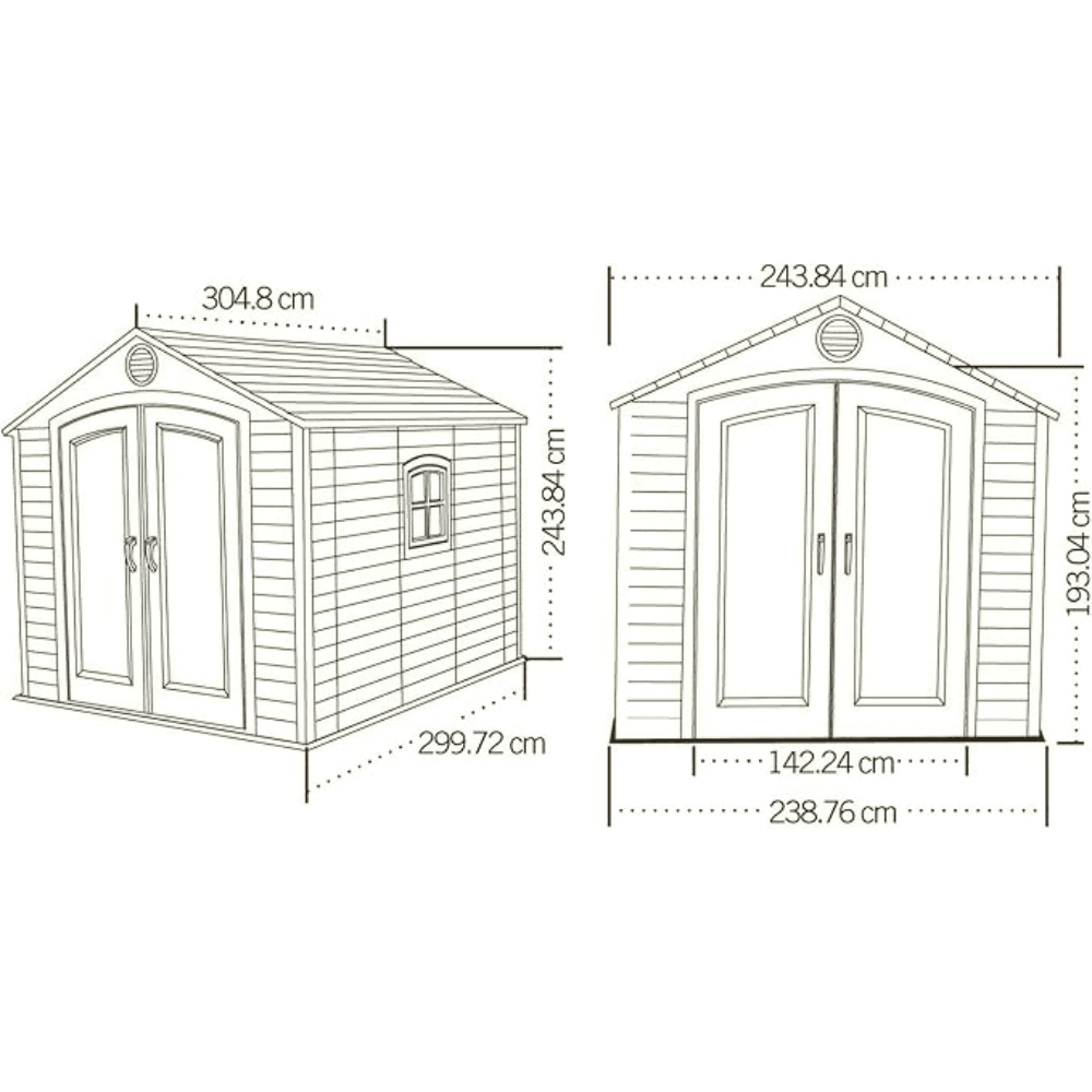 Lifetime 60238 2.4m x 3m Plastic Storage Shed With Floor