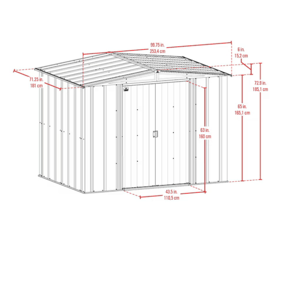Newport 2.4m x 1.8m Galvanized Metal Shed
