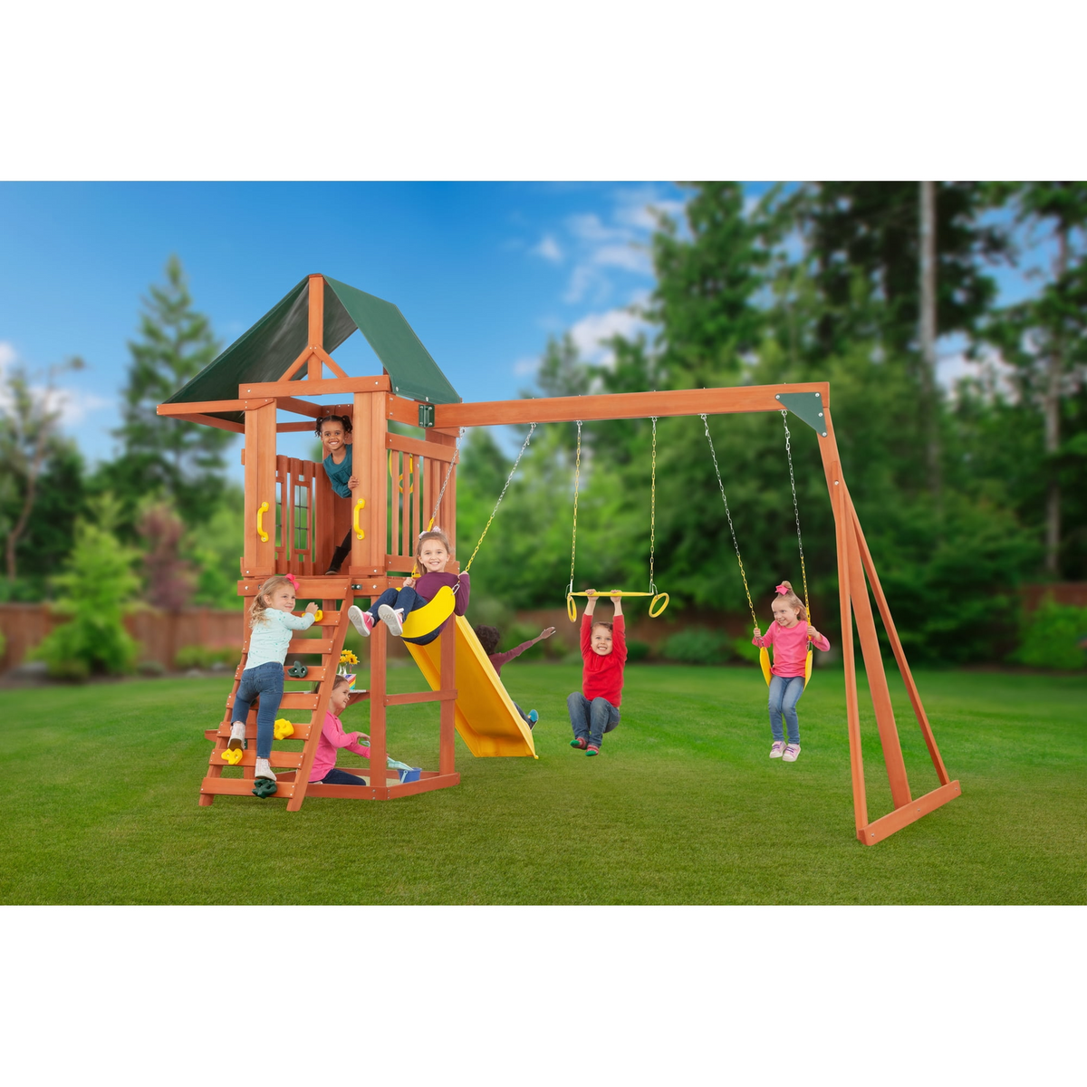 Creative Cedar Designs Cedar Cottage Wooden Swing Set 4.11m x 3.51m