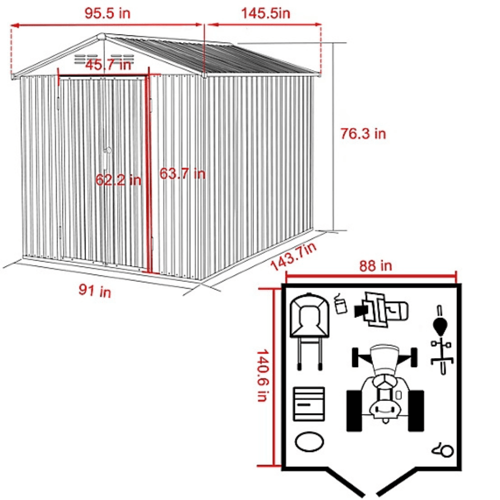 Veikous Outdoor Storage Shed 2.44m x 3.66m