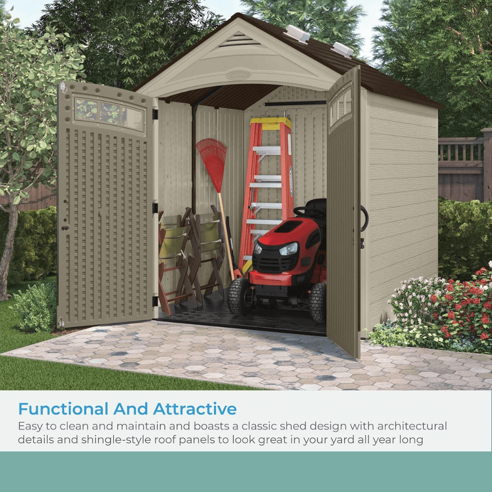 Suncast Vista 2.1m x 2.1m Resin Storage Shed Tan