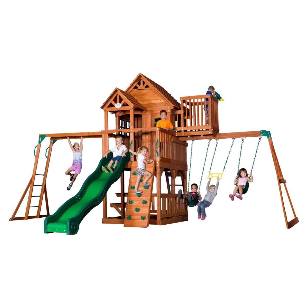 Backyard Discovery Skyfort II Wooden Swing Set 3m Slide
