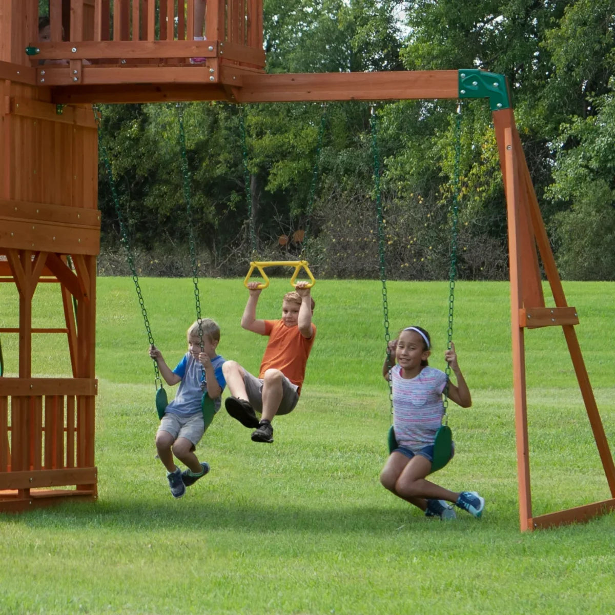 Backyard Discovery Skyfort II Wooden Swing Set 3m Slide