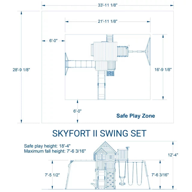 Backyard Discovery Skyfort II Wooden Swing Set 3m Slide