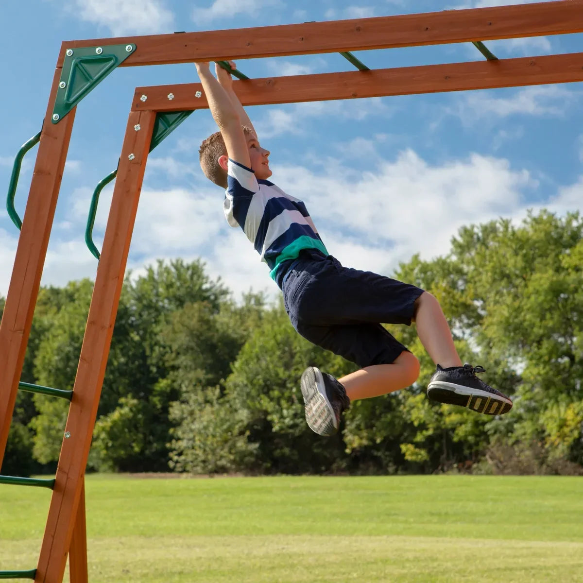 Backyard Discovery Skyfort II Wooden Swing Set 3m Slide