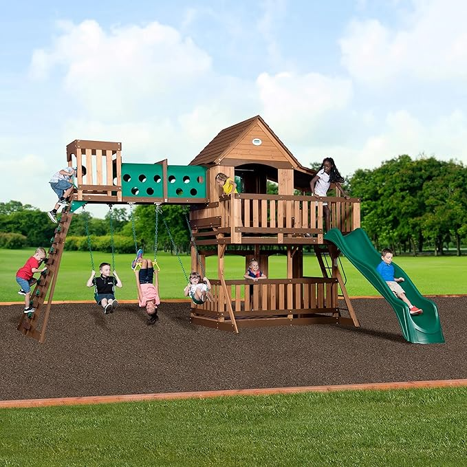 Backyard Discovery Woodridge Elite Wooden Swing Set Playset