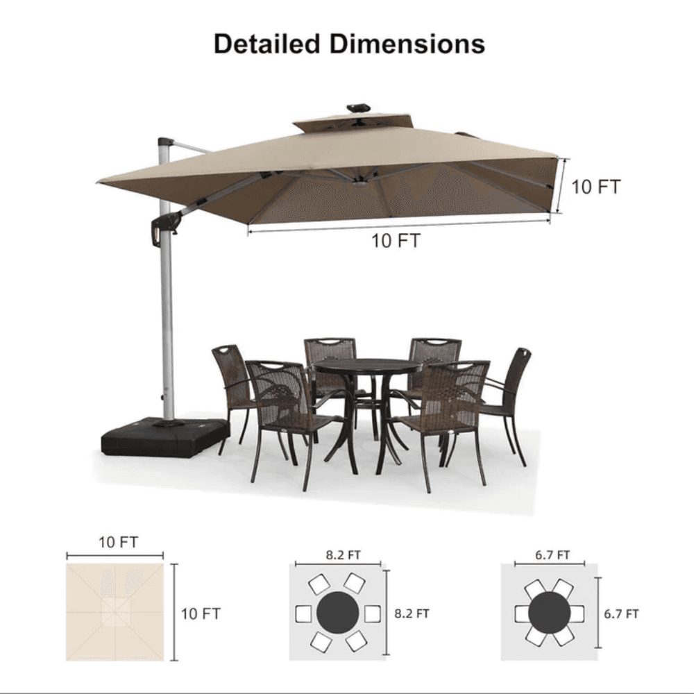 PURPLE LEAF Double Top Deluxe Solar LED Patio Umbrella